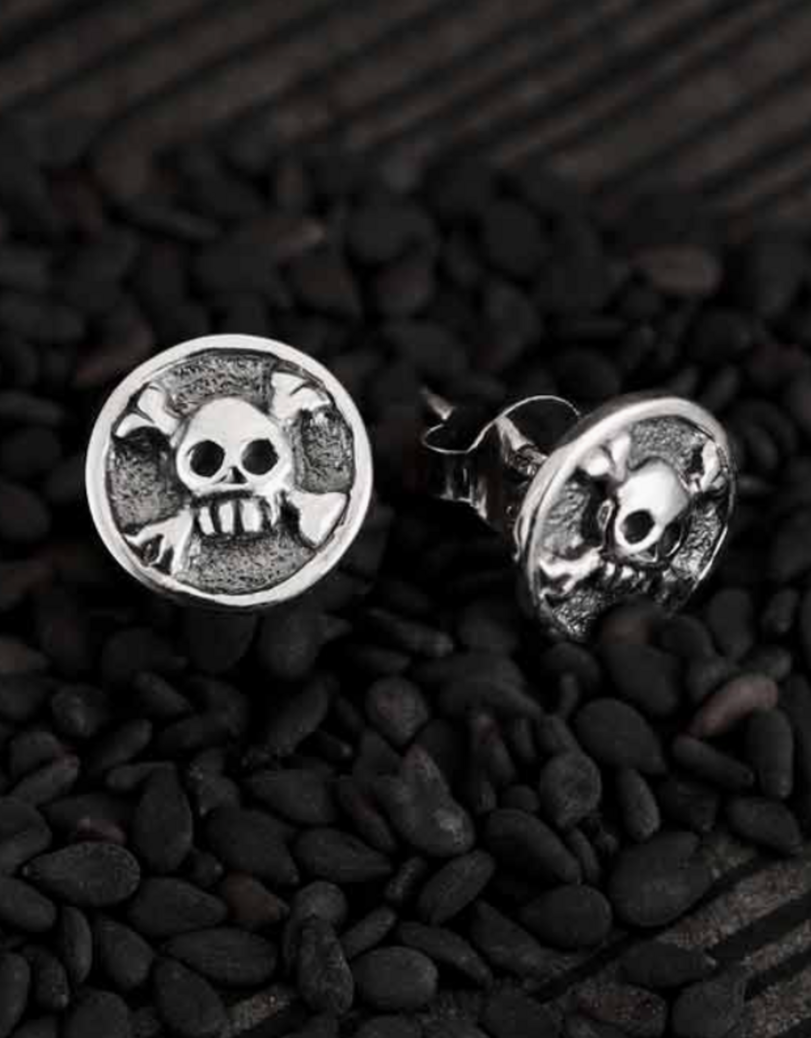 Sterling Silver Skull & Crossbones Stud Earrings