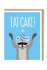 Eat Cake Raccoon Birthday Greeting Card