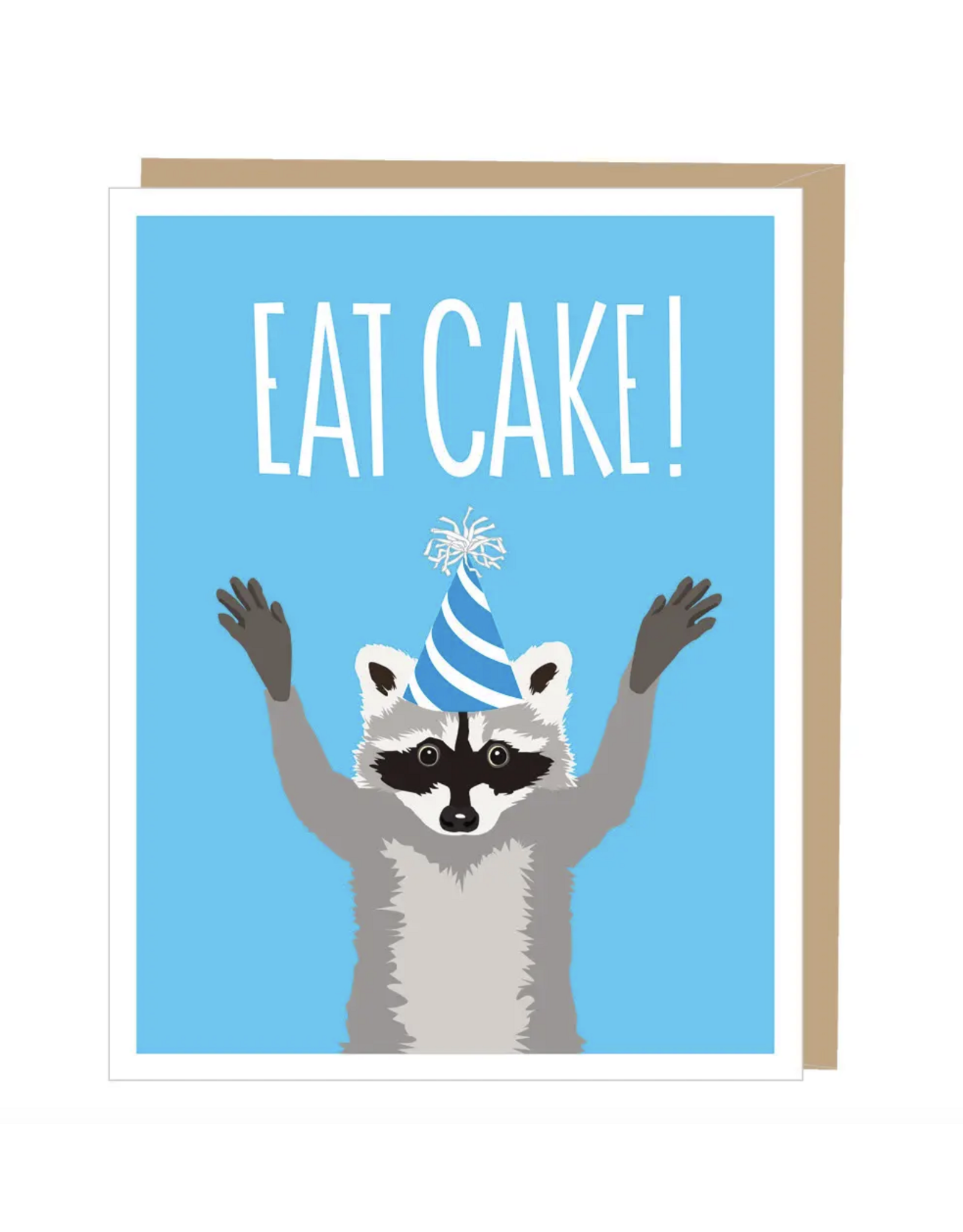 Eat Cake Raccoon Birthday Greeting Card