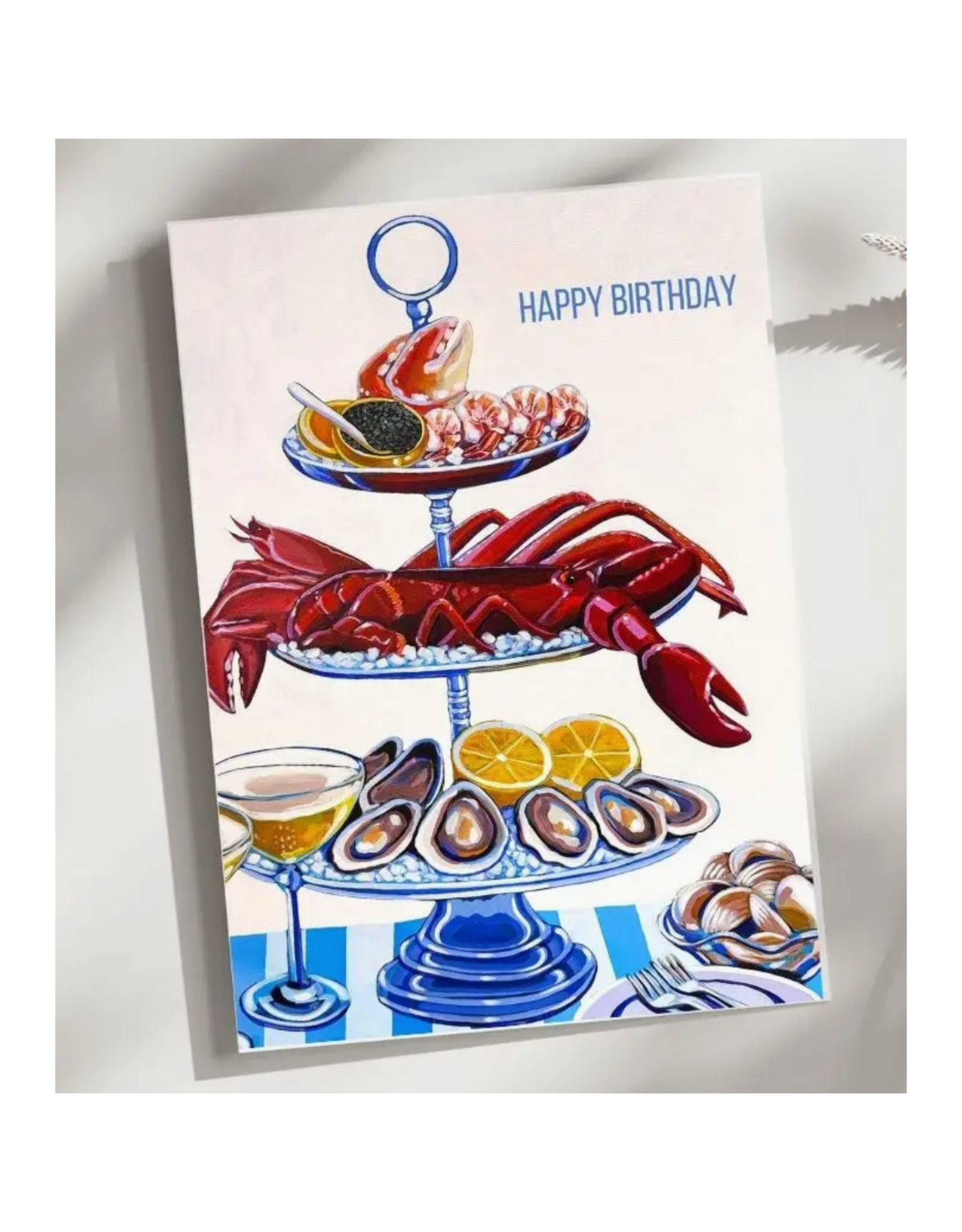 Laurel Greenfield Art Seafood Tower Birthday Greeting Card