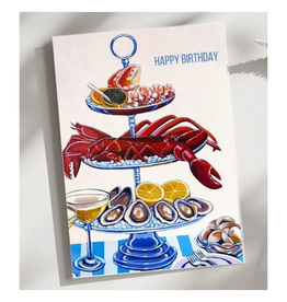 Laurel Greenfield Art Seafood Tower Birthday Greeting Card