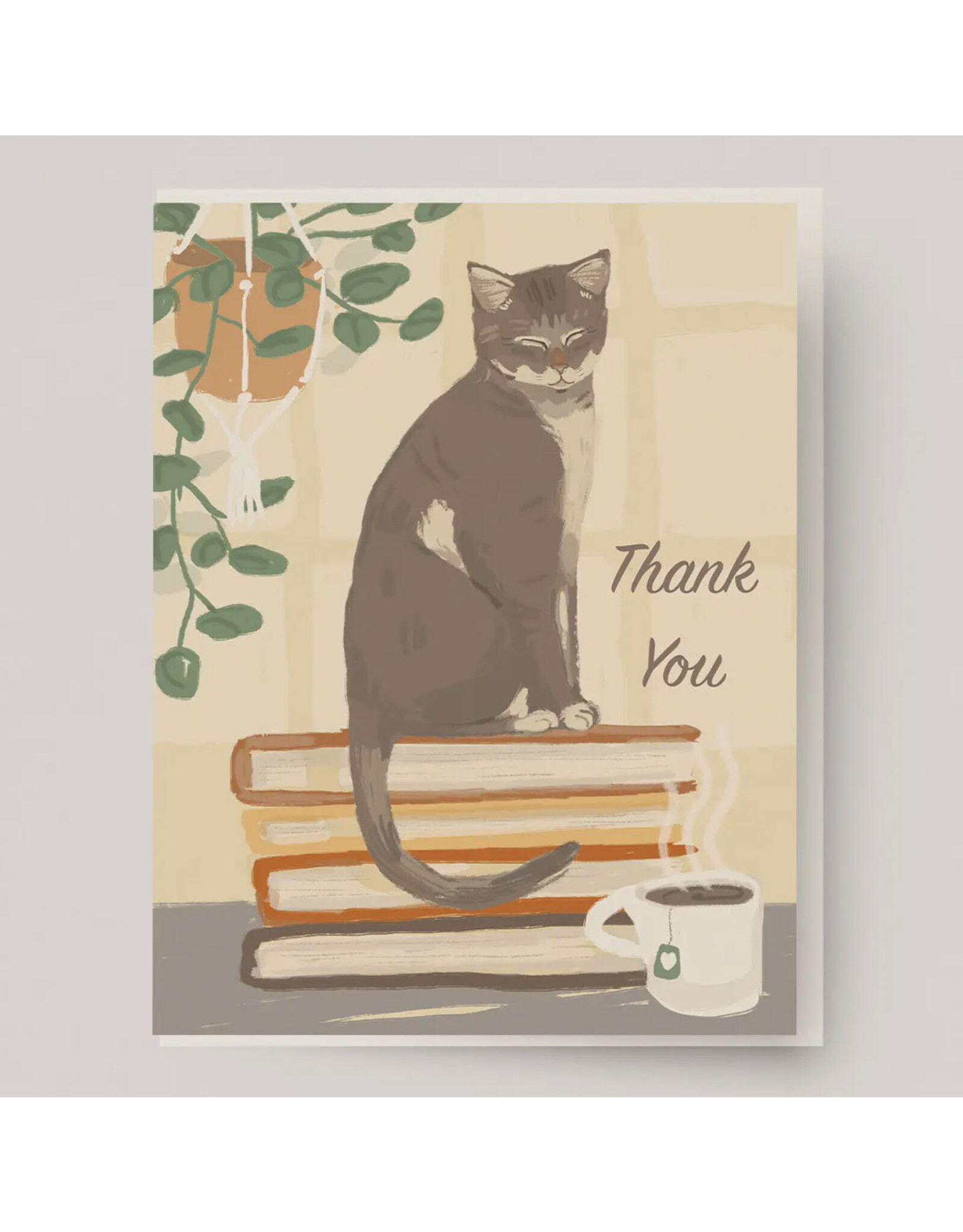 Thank You Book Cat Greeting Card