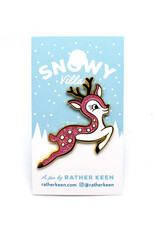 Cute Christmas Deer Enamel Pin - Gold/Pink