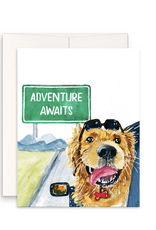 Adventure Awaits Graduation Dog Greeting Card