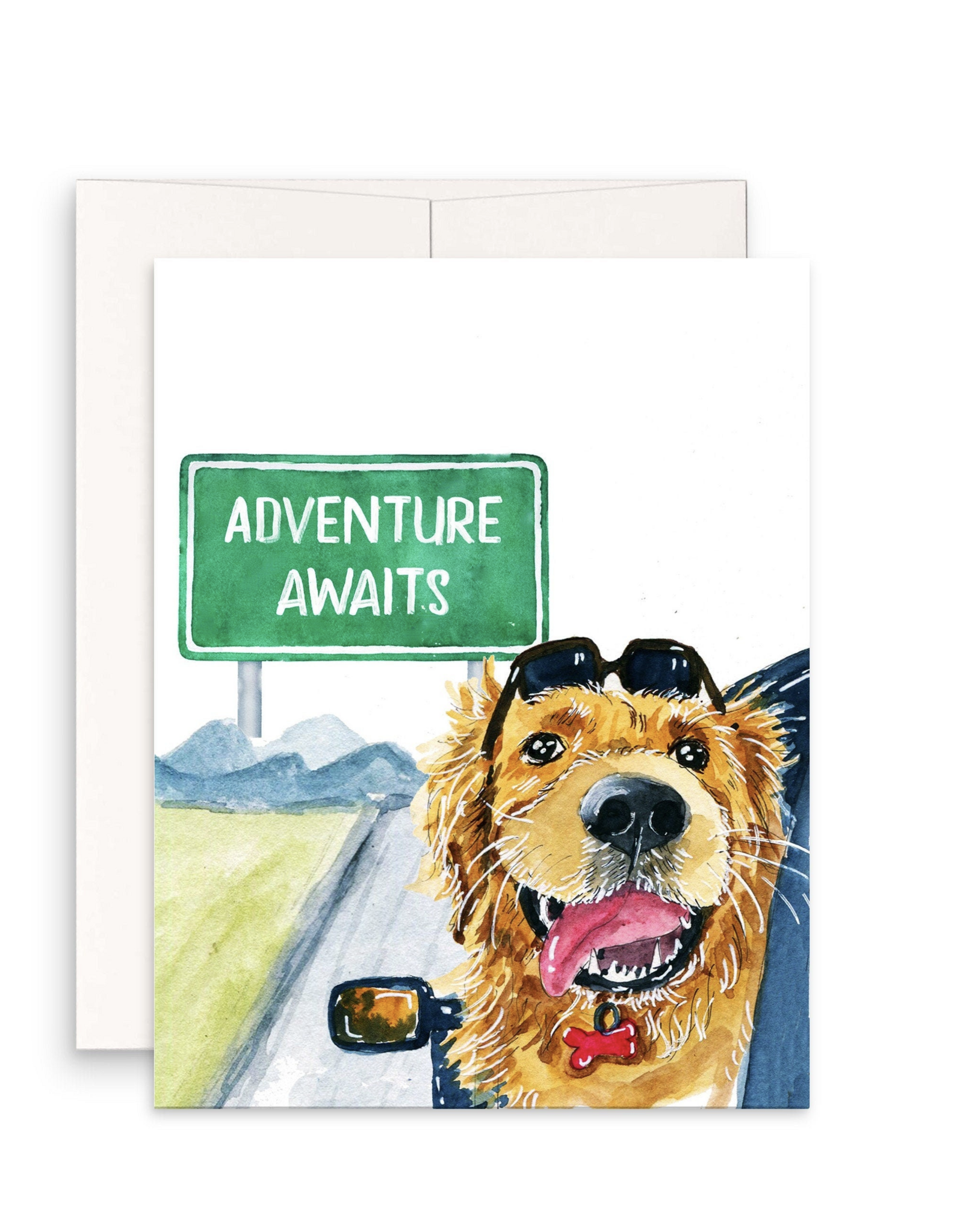 Adventure Awaits Graduation Dog Greeting Card
