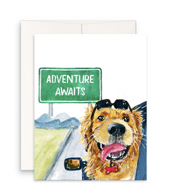 Adventure Awaits Graduation Dog Greeting Card
