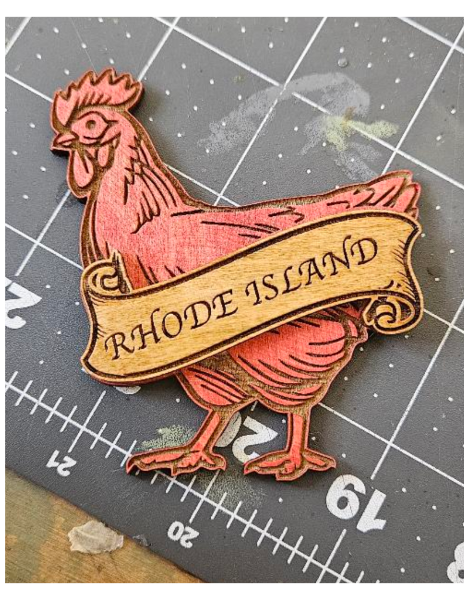 Rhode Island Rhody Red Hen Engraved Magnet
