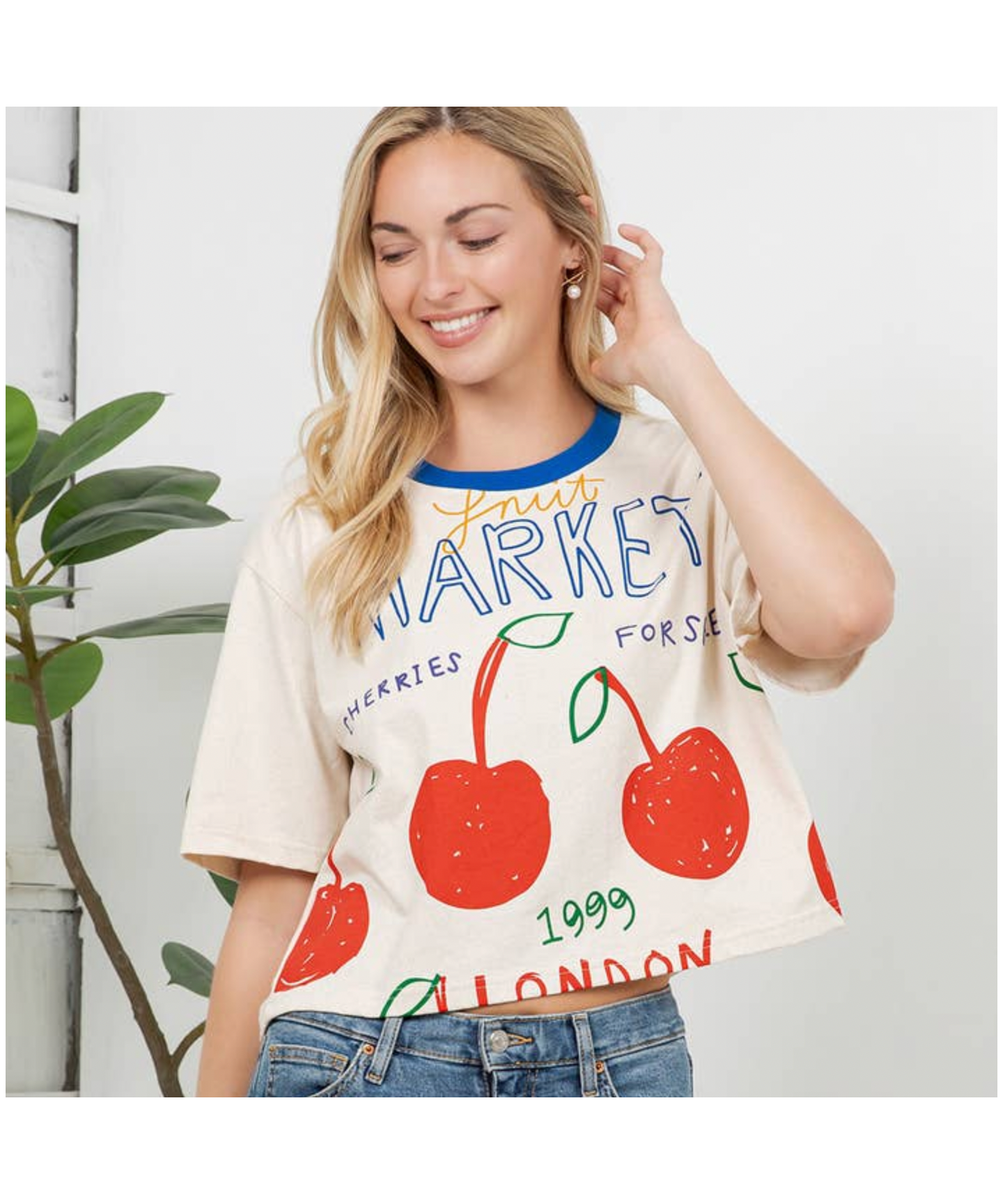 Cherry Print Crop Top - Home