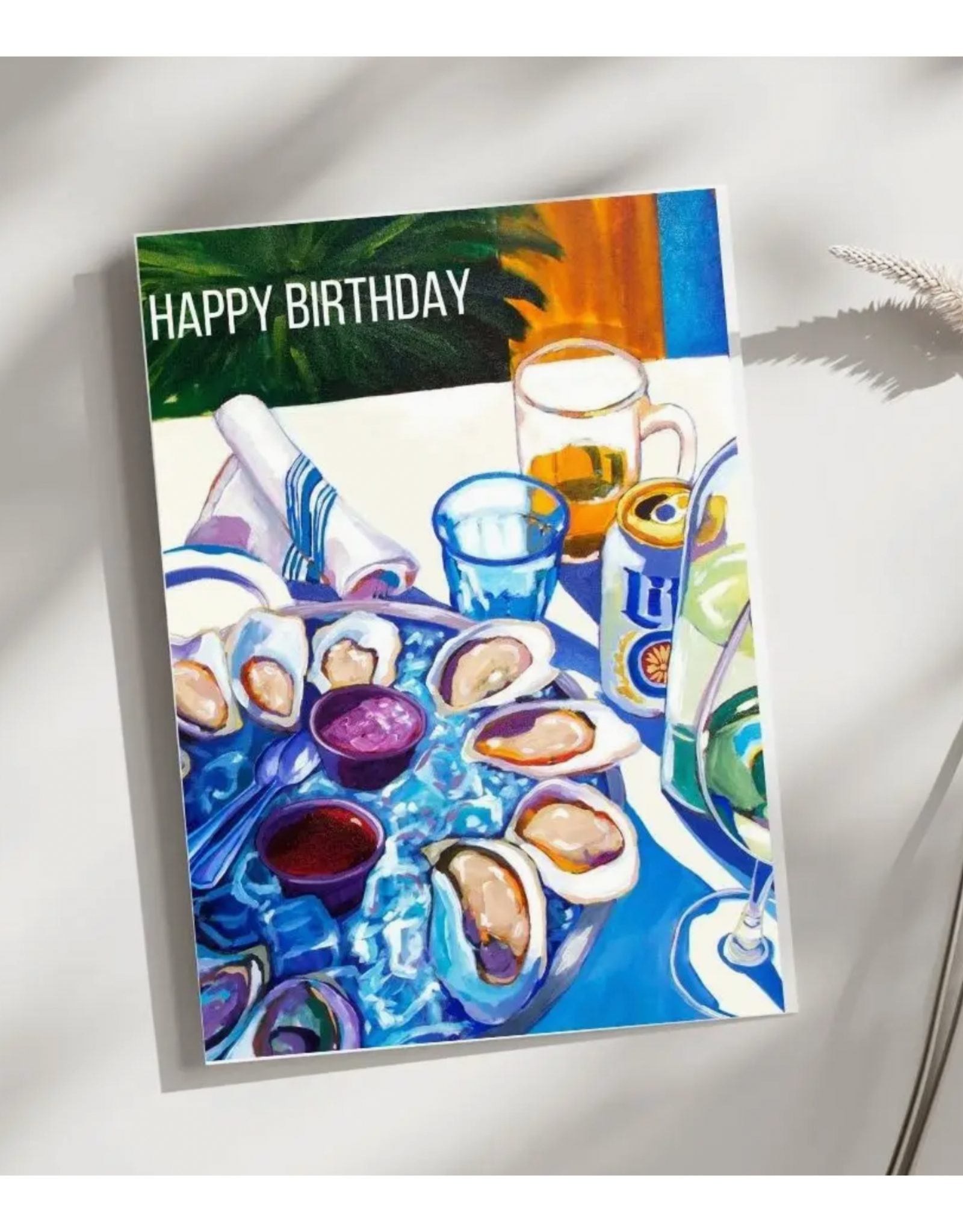 Laurel Greenfield Art Oyster Summer Dinner Birthday Greeting Card
