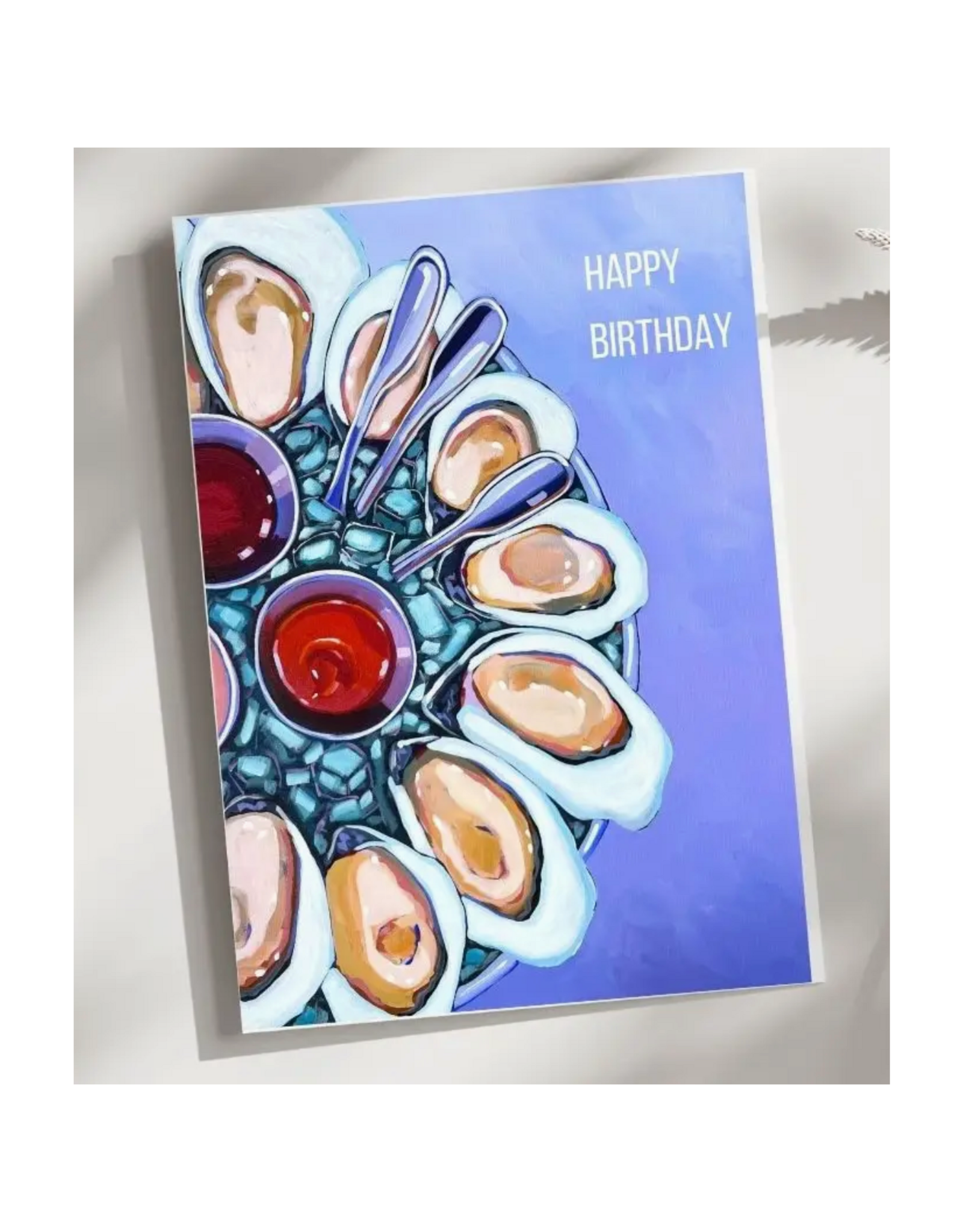 Laurel Greenfield Art Happy Birthday Purple Oysters Greeting Card
