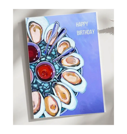 Laurel Greenfield Art Happy Birthday Purple Oysters Greeting Card