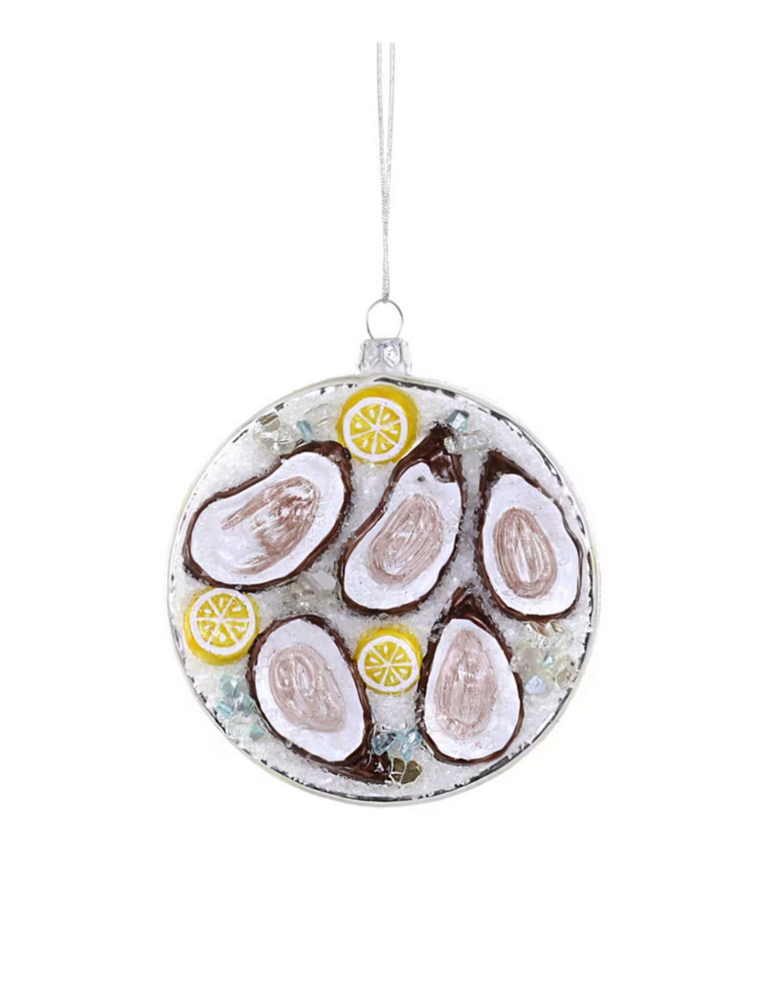 Oysters on Ice Glass Ornament