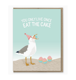 Eat The Cake Seagull Birthday Card
