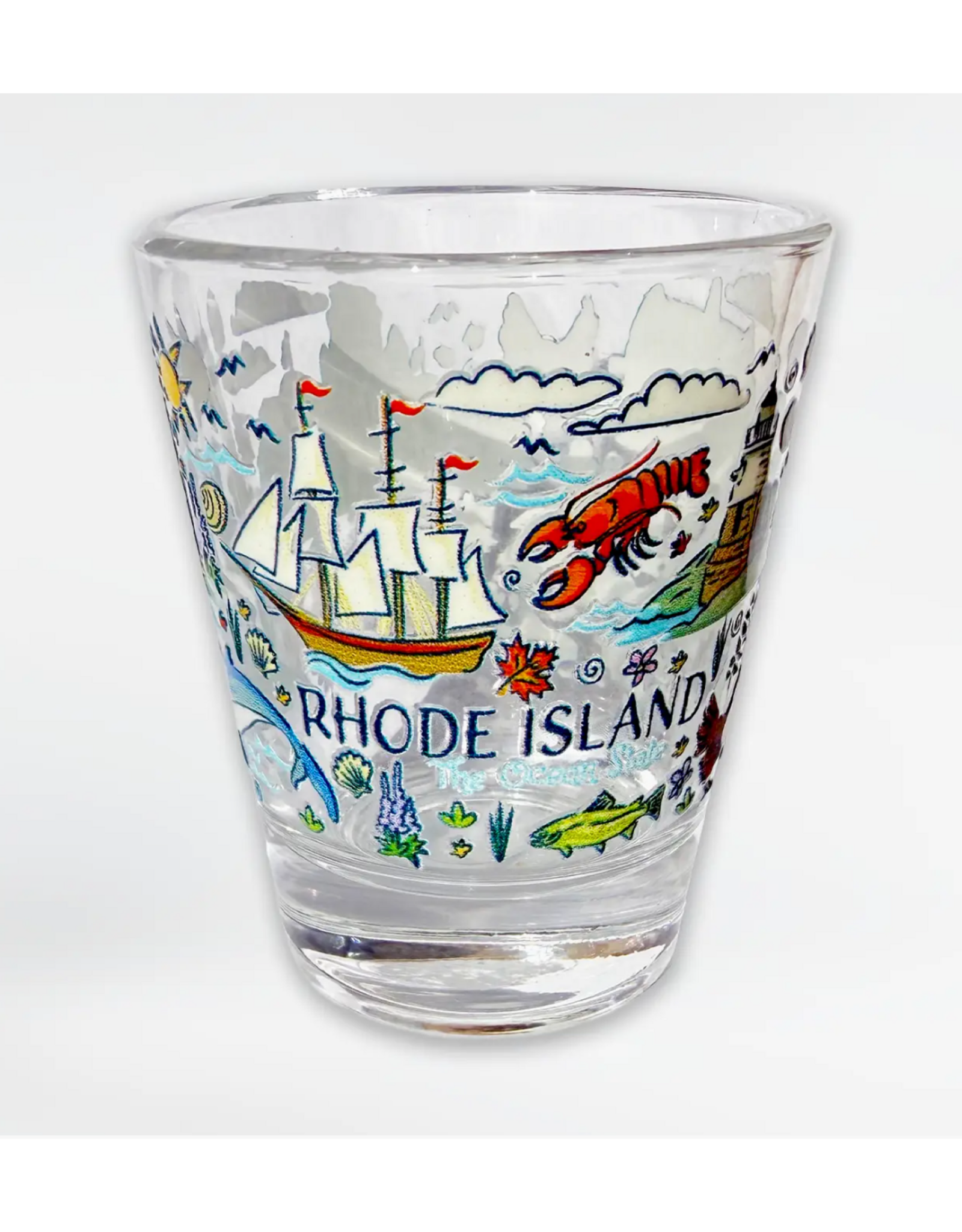 Rhode Island Cartoon Icons Shot Glass