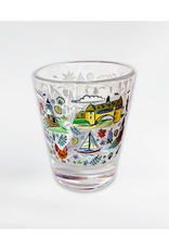 Rhode Island Cartoon Icons Shot Glass