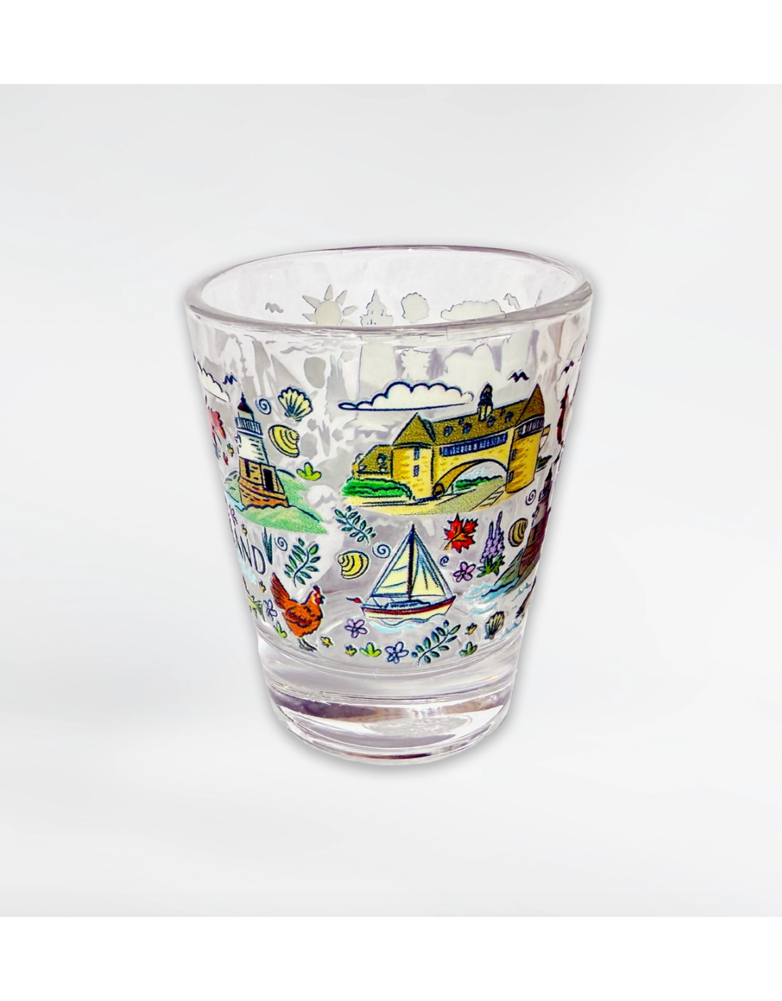 Rhode Island Cartoon Icons Shot Glass