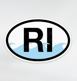 RI Waves Oval Sticker - Small