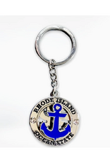 Rhode Island Anchor Spinner Circle Keychain