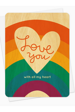 Love You With All My Heart Rainbow Wooden Greeting Card*