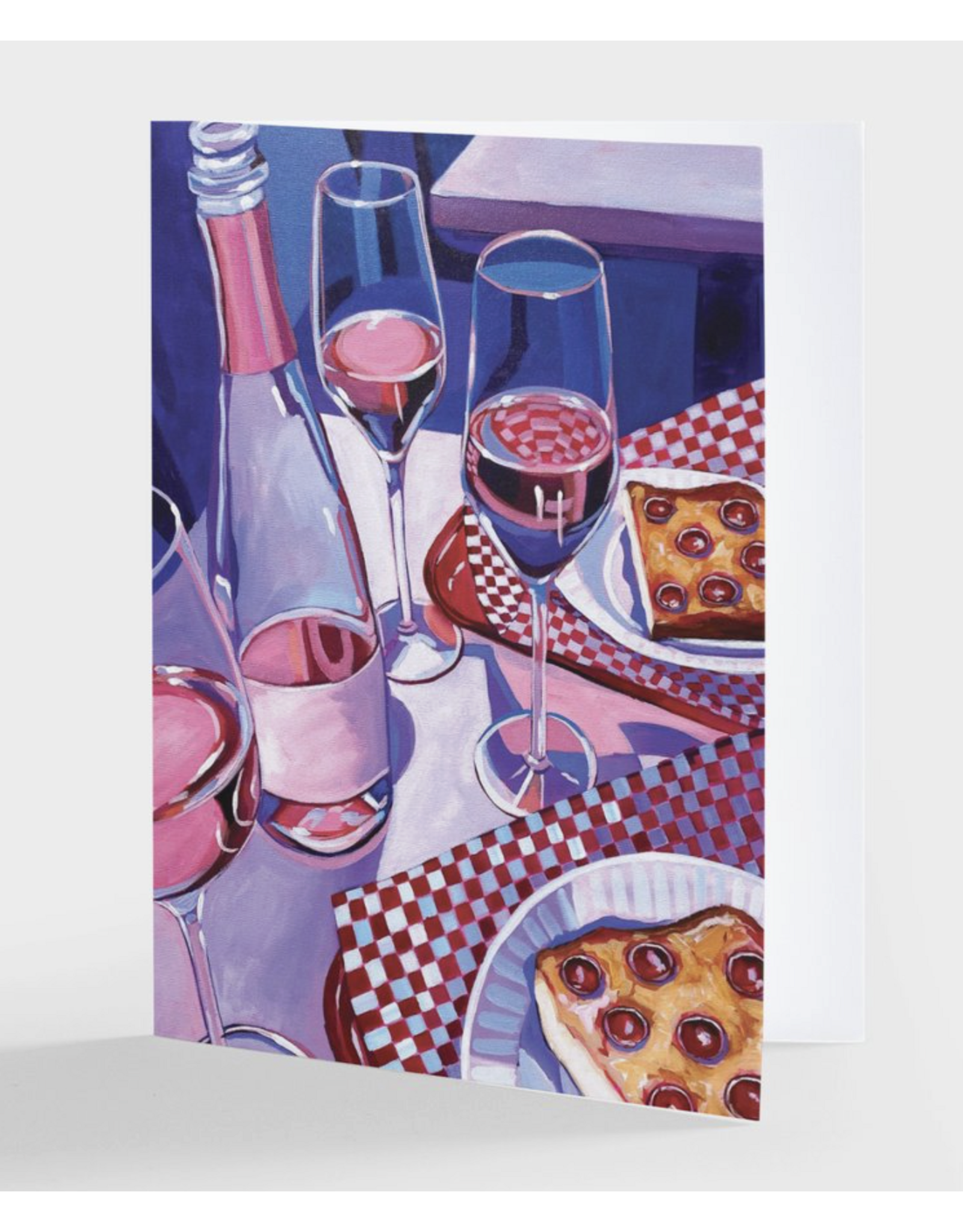 Laurel Greenfield Art Pizza and Wine Greeting Card