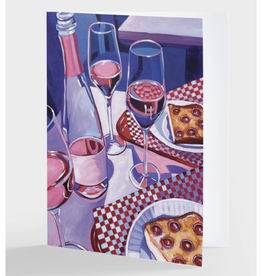 Laurel Greenfield Art Pizza and Wine Greeting Card