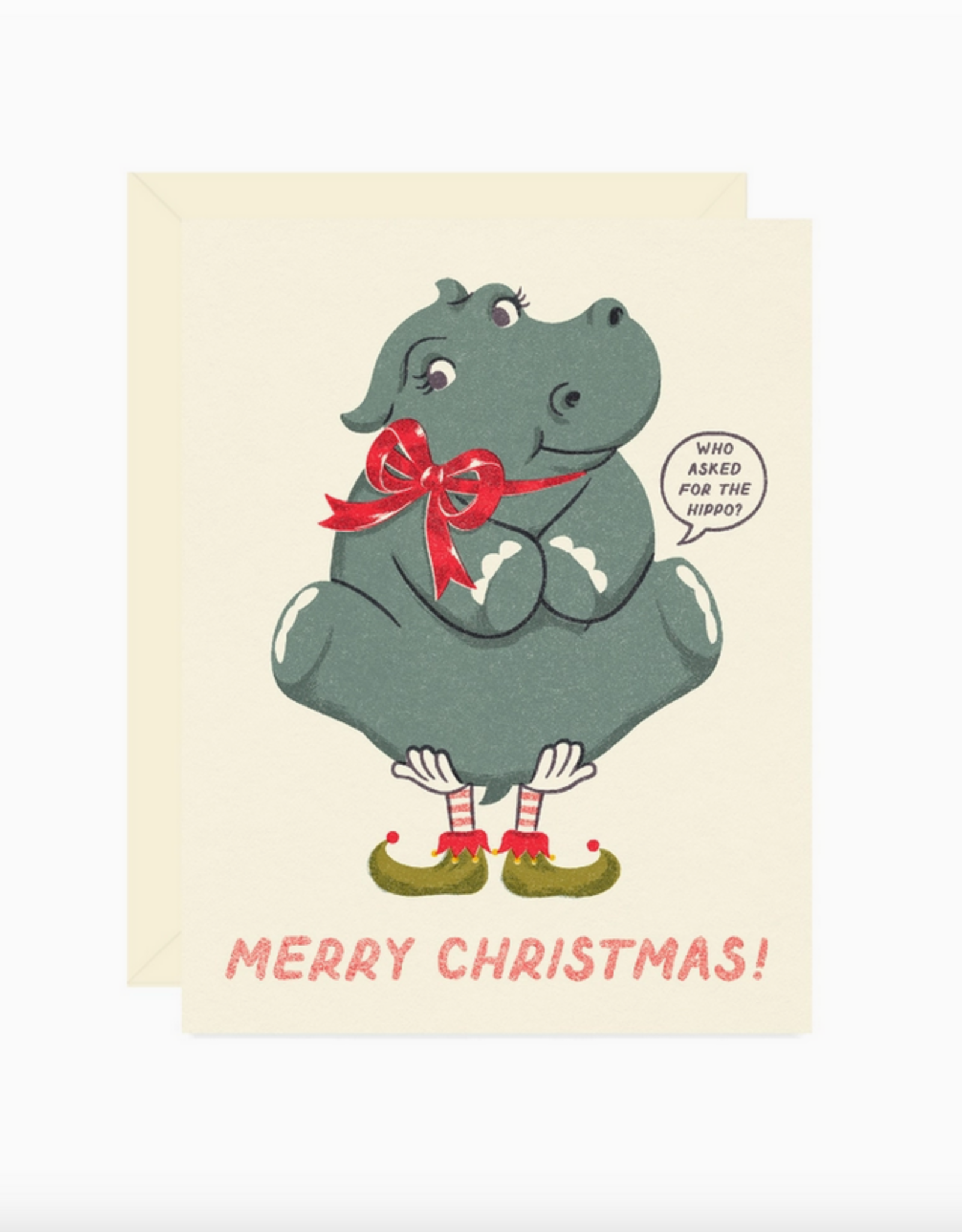 Merry Christmas Hippo Greeting Card