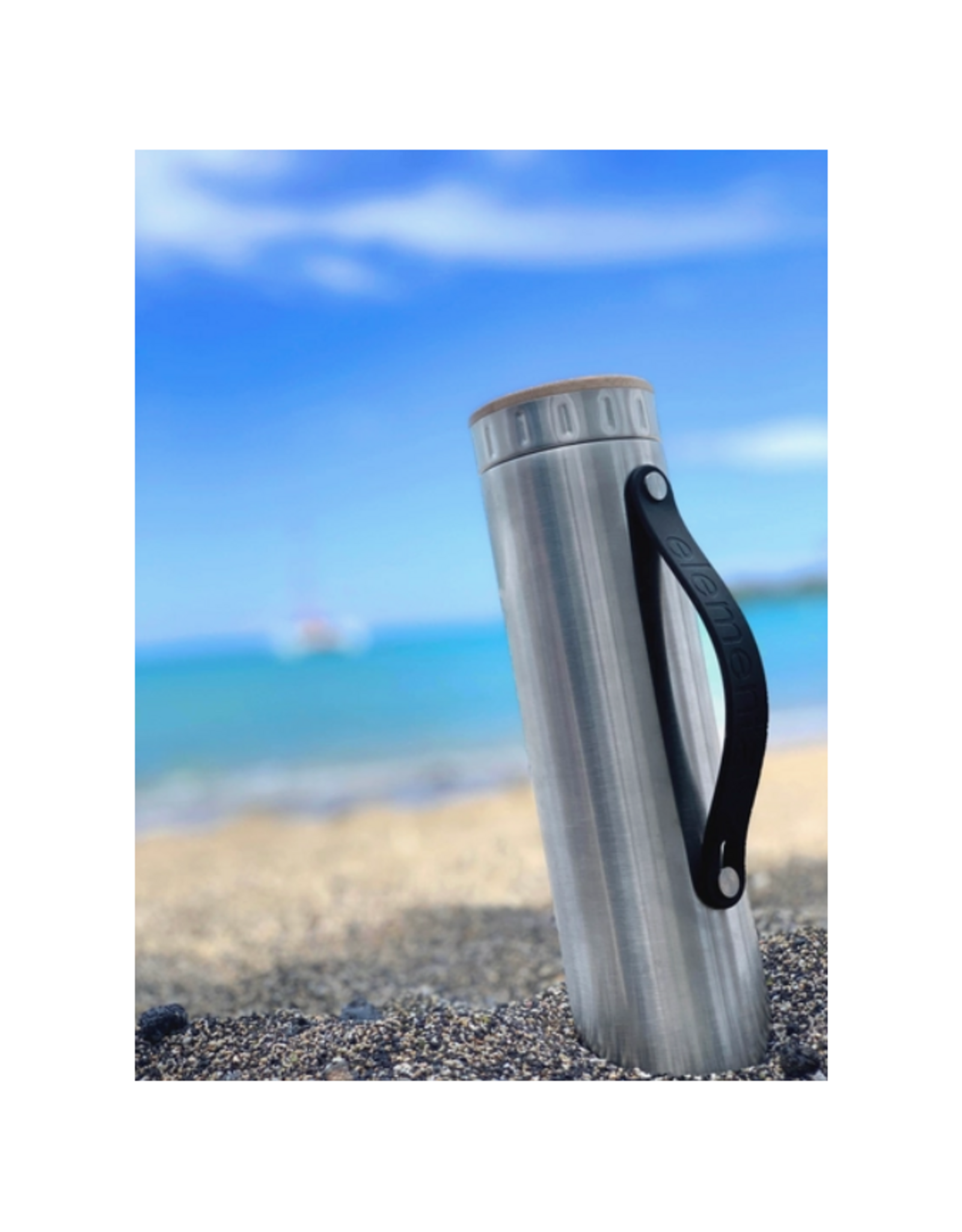 Iconic Brushed Steel Water Bottle with Strap - 20 oz