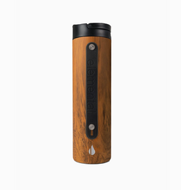Iconic Teakwood/Black Water Bottle with Strap - 20 oz