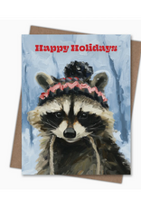 Raccoon Happy Holidays Holiday Greetings Card