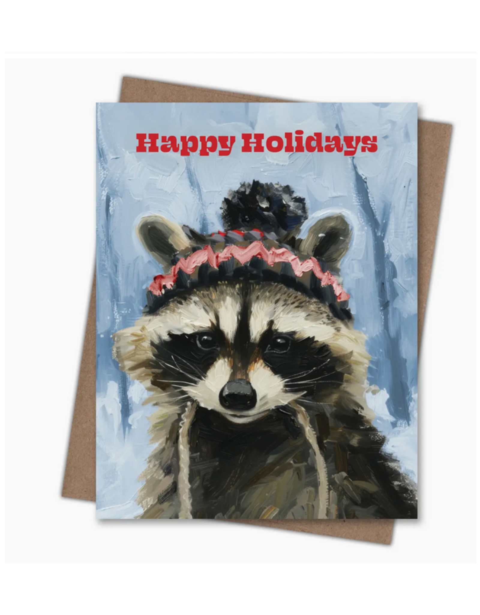 Raccoon Happy Holidays Holiday Greetings Card