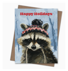 Raccoon Happy Holidays Holiday Greetings Card