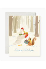 Happy Holidays Woodland Gift Exchange Greeting Card