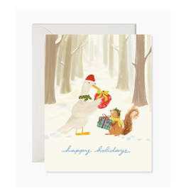 Happy Holidays Woodland Gift Exchange Greeting Card