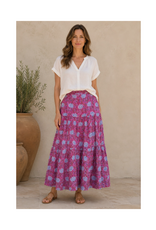 Block Printed Tiered Cotton Skirt