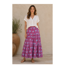 Block Printed Tiered Cotton Skirt