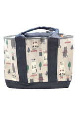 Great Zakka Kusuguru Glasses Cat Embroidered Multi-Compartment Tote Bag - Gray