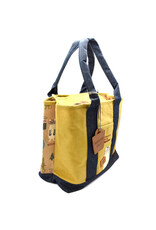 Great Zakka Kusuguru Glasses Cat Embroidered Multi-Compartment Tote Bag - Yellow