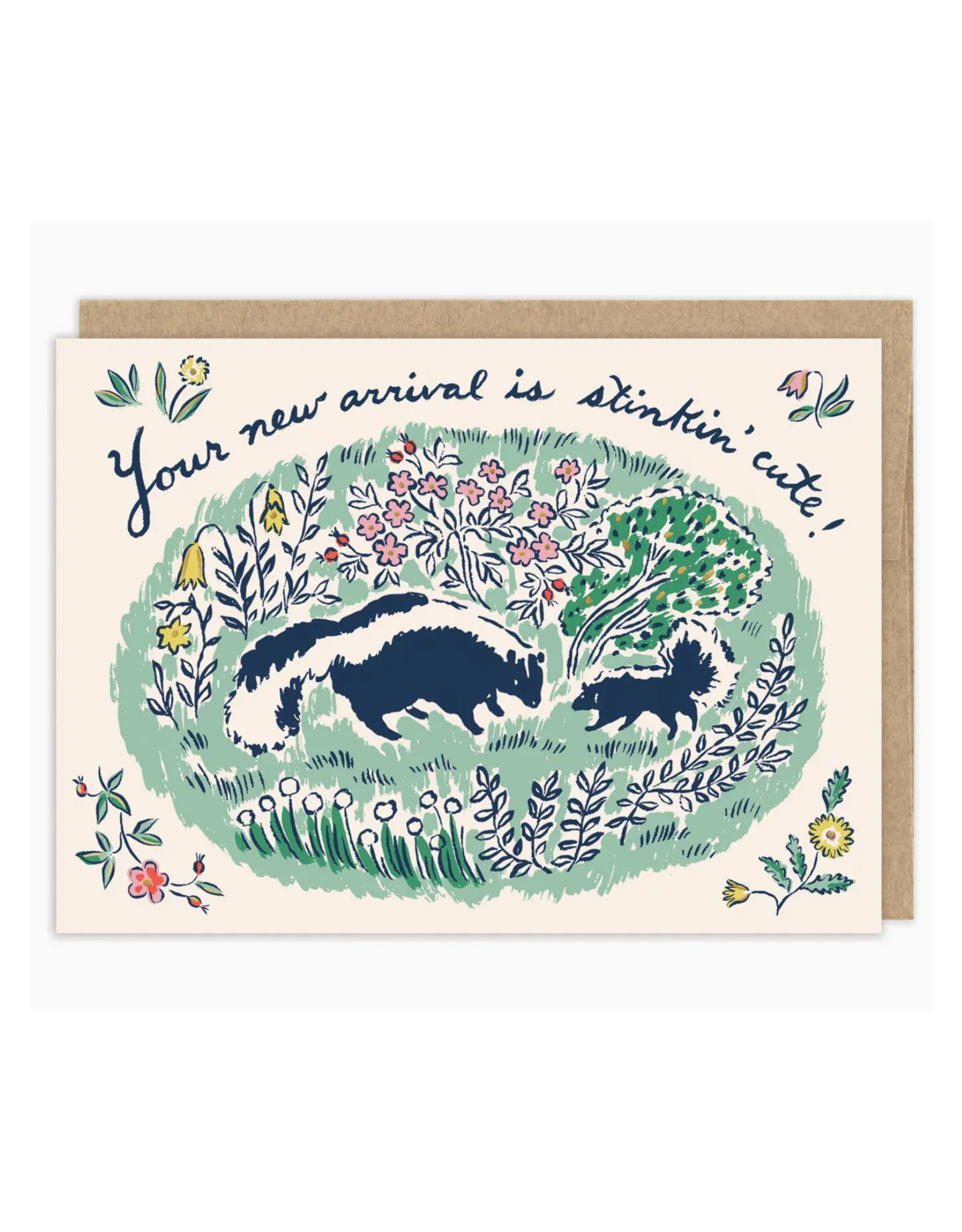 Skunks Stinkin' Cute New Baby Greeting Card