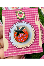 Not Picasso Eat the Rich Tomato Enamel Pin