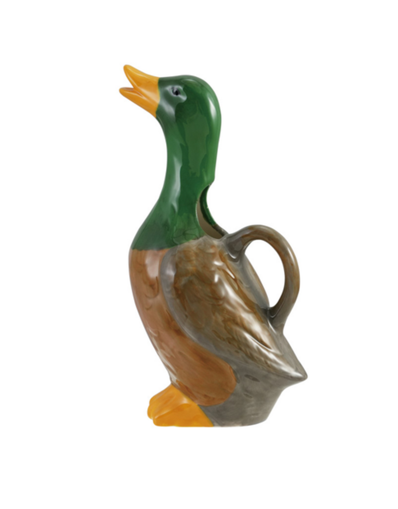 Hand-Painted Stoneware Duck Shaped Pitcher