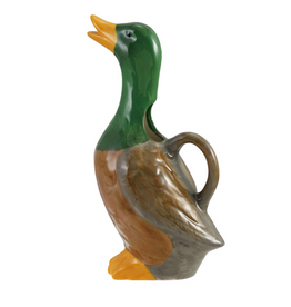 Hand-Painted Stoneware Duck Shaped Pitcher