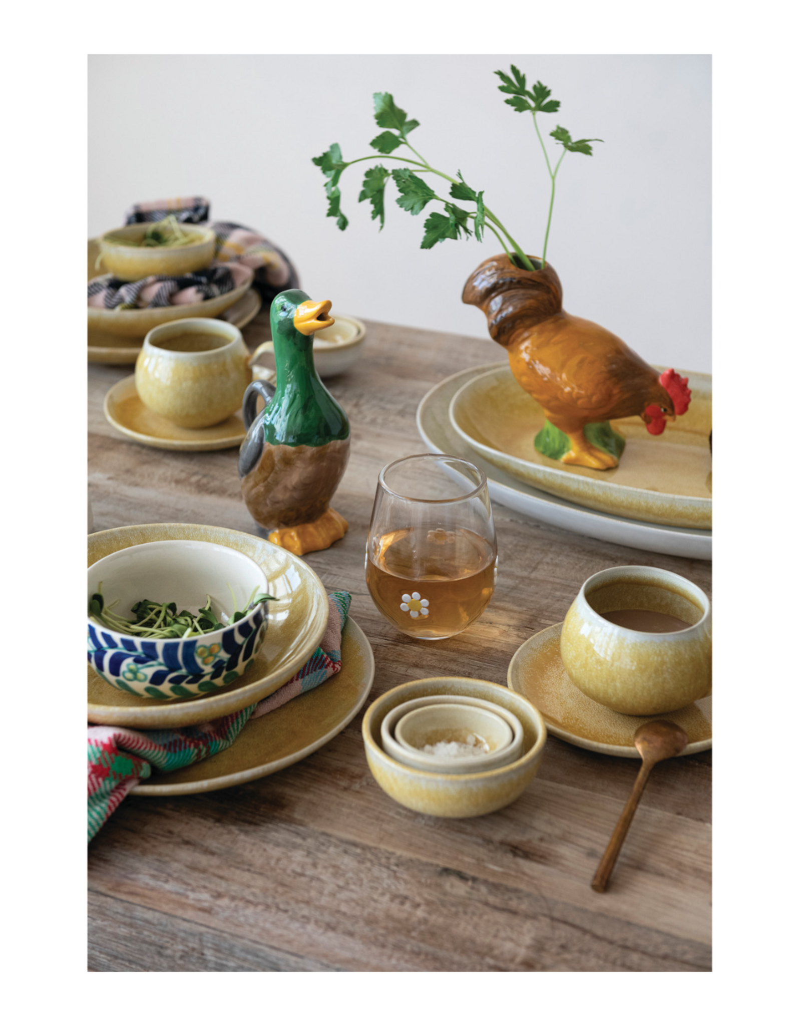 Hand-Painted Stoneware Duck Shaped Pitcher