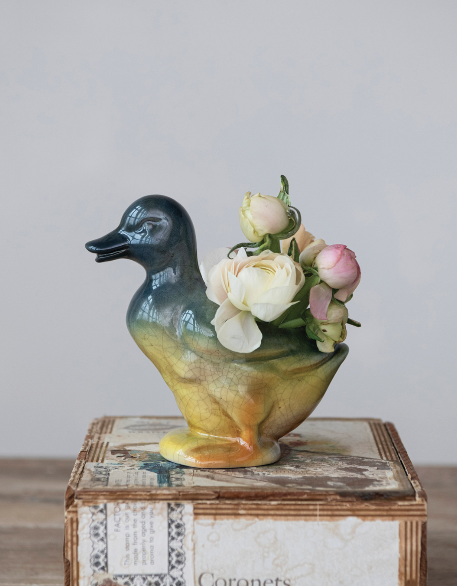 Hand-Painted Vintage Reproduction Duck Vase