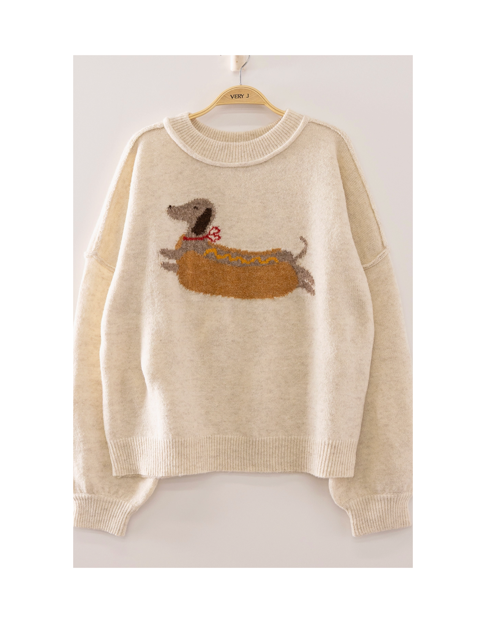 Very J Hot Dog Dog Sweater
