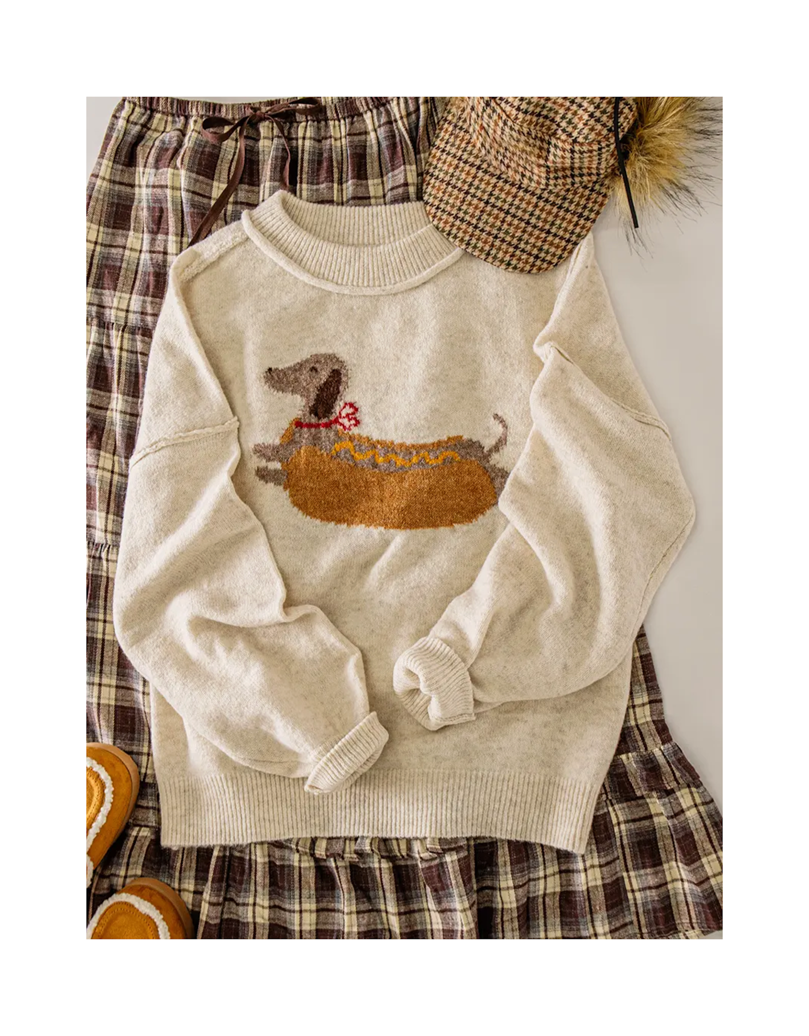 Very J Hot Dog Dog Sweater