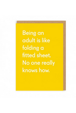 Being an Adult is Like Folding a Fitted Sheet Greeting Card
