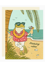 Beach Frog Birthday Vibes Greeting Card