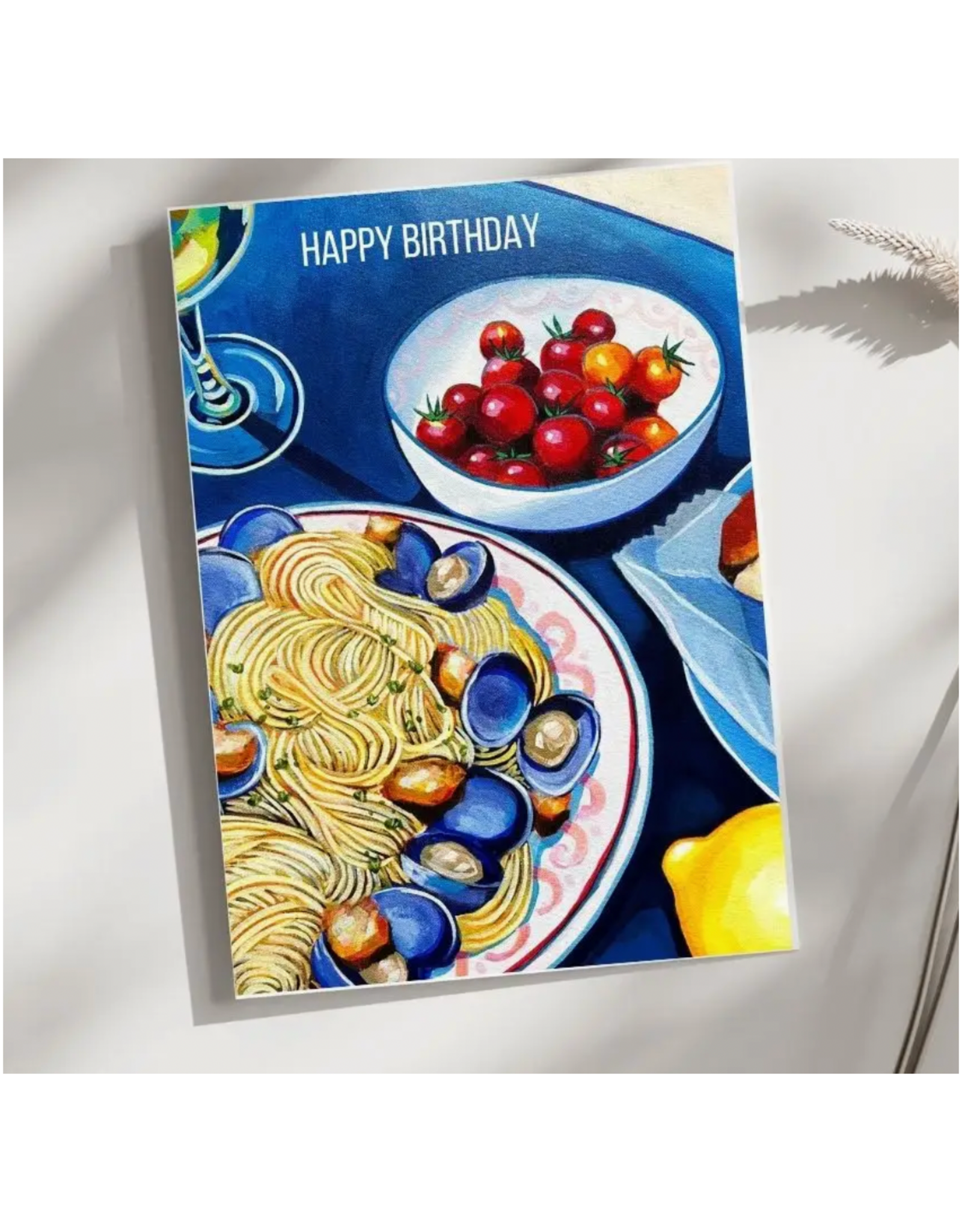 Laurel Greenfield Art Happy Birthday Linguine and Clams Greeting Card