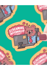 Screaming Internally Computer Bear Sticker