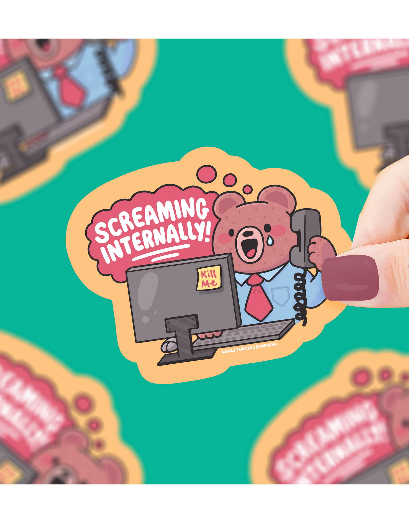 Screaming Internally Computer Bear Sticker